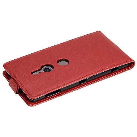 Custodia Compatibile Con Sony Xperia Xz2 In Rosso Cremisi - Coperchio Protettivo In Design Flip Realizzato In Similpelle Testurizzata - Foto 2