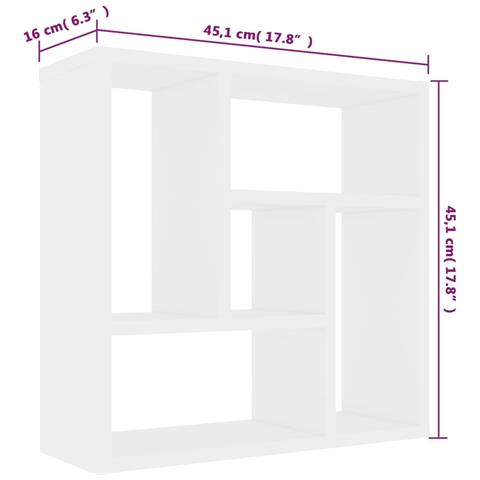 Scaffale a Parete Bianco 45,1x16x45,1 cm in Legno Multistrato - Foto 2