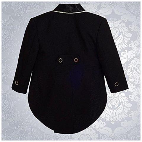 Lito Angeli Neonati Jacquard Gilet 5 Pezzi Vestito Convenzionale Smoking Con Coda Abito Da Cerimonia Outfit Size 12-18 Mesi Nero Oro - Foto 2