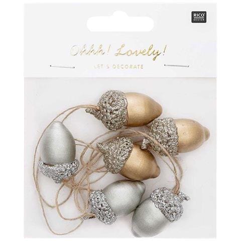 Ciondoli 6 Nappine In Legno Oro E Argento - Foto 1