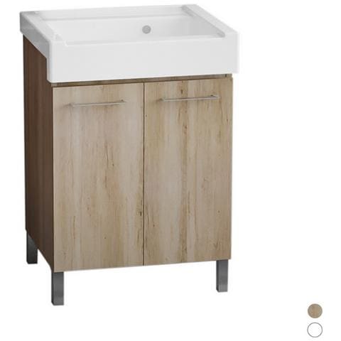 Mobile Lavatoio Con Lavabo In Ceramica 2 Ante 60x50 Classico Colore Bianco - Foto 1