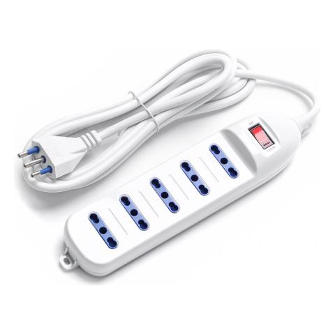 Multipresa Ciabatta Elettrica 5 Posti Con Interruttore Generale Cavo Da 3metri Spina: 10a 250v Presa: 5-way P17/11 - Foto 1