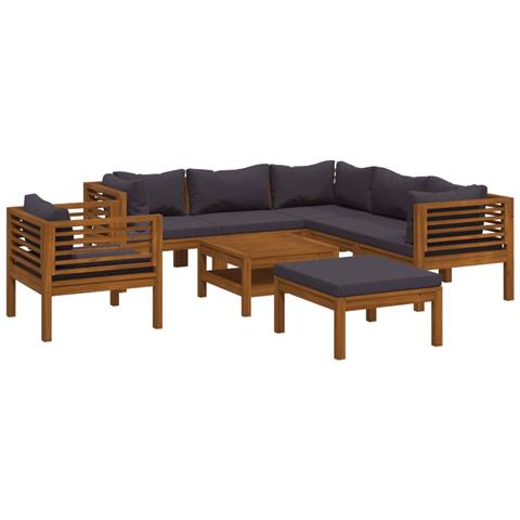 Set Divani Da Giardino 8 Pz Con Cuscini In Massello Di Acacia - Foto 1