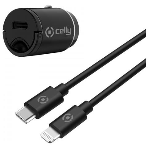 Ccminilight Kit Caricabatteria Da Auto Usb-c Con Cavo Da Usb-c A Lightning 20w Nero - Foto 1