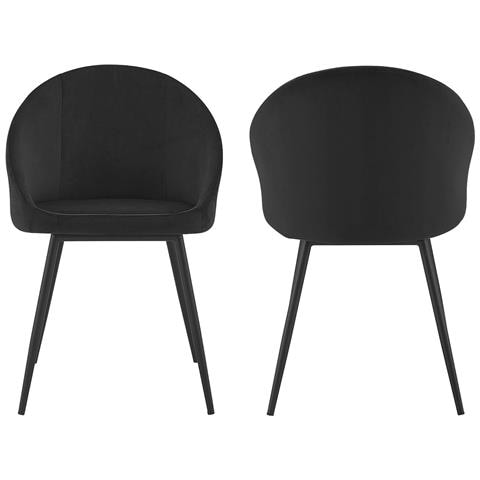 Set Di 2 Sedie Vintage Diane In Velluto Nero - Foto 10