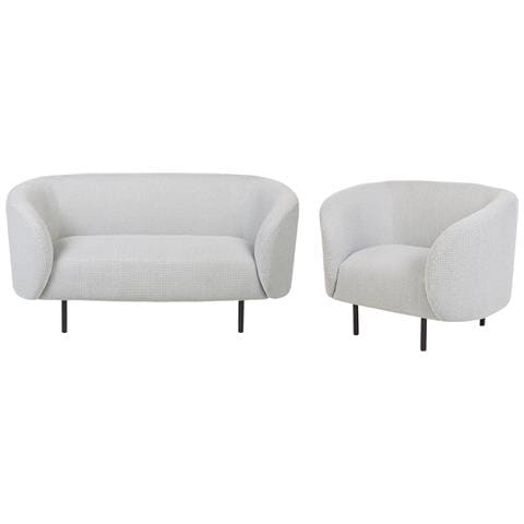 Set Da Salotto 3 Posti Loen Tessuto Nero/bianco - Foto 2