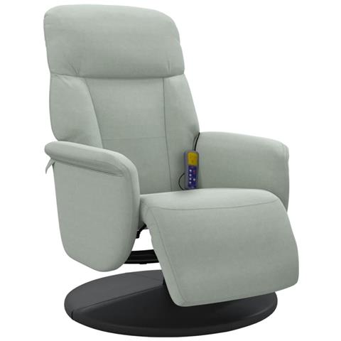 Poltrona Reclinante Massaggio Poggiapiedi Grigio Chiaro Velluto - Foto 2