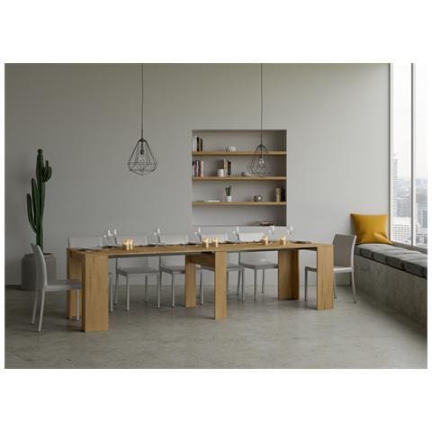 Consolle Allungabile 90x48/308 Cm Basic Quercia Natura - Foto 5