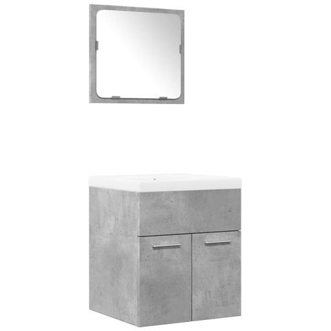 Set Mobili Da Bagno 3 Pz Grigio Cemento In Legno Multistrato - Foto 2