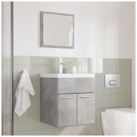 Set Mobili Da Bagno 3 Pz Grigio Cemento In Legno Multistrato - Foto 3