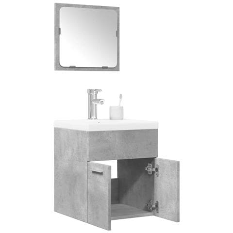 Set Mobili Da Bagno 3 Pz Grigio Cemento In Legno Multistrato - Foto 1