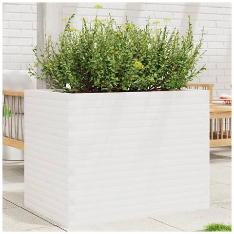 Fioriera Da Giardino Bianca 90x60x68,5cm Legno Massello Di Pino - Foto 1