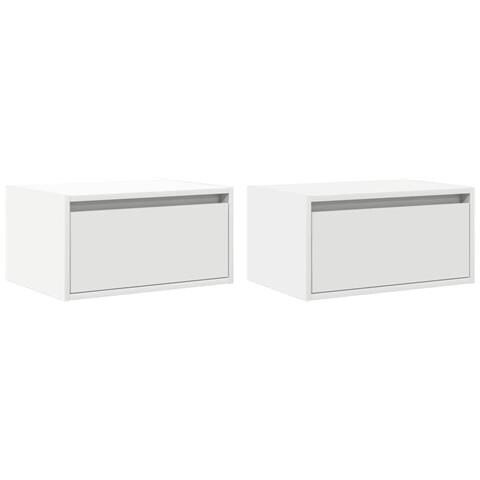 Comodini a Parete con Luci LED 2 pz Bianchi - Foto 10