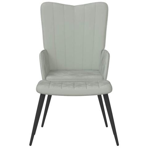 Poltrona Relax Con Sgabello Grigio Chiaro In Velluto - Foto 3