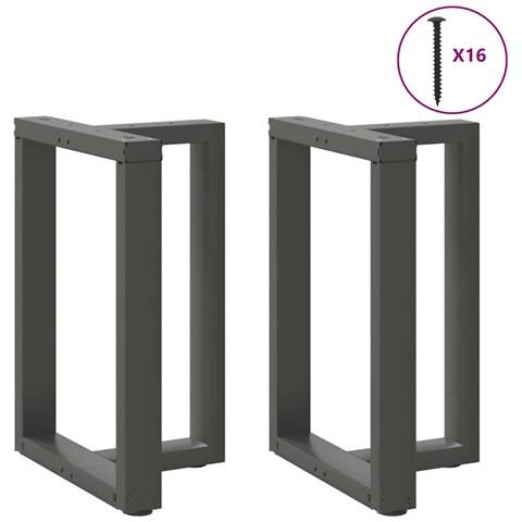 Gambe Tavolo Pranzo A T 2pz Antracite 50x35x(72-73)cm Acciaio - Foto 3