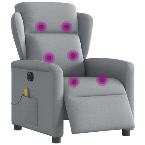 Poltrona Reclinabile Massaggio Elettrica Grigio Chiaro Tessuto - Foto 3
