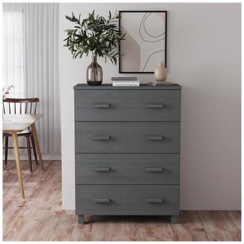 Lusso Casadino -  Credenza Hamar Grigio Scuro 79x40x103,5 Cm Legno Massello Pino - Foto 8