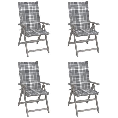 Sedie Da Giardino Reclinabili 4 Pz Con Cuscini Massello Acacia - Foto 2