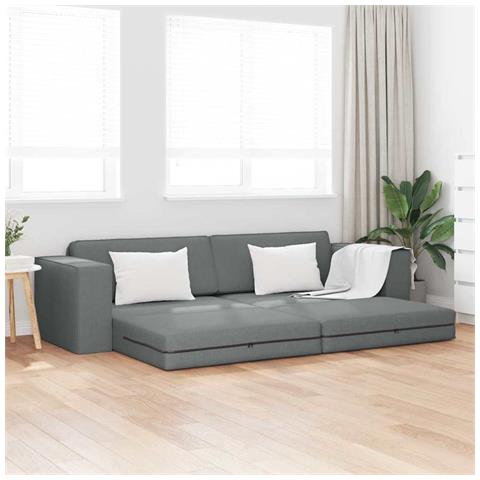 Divano Letto 2-in-1 Grigio Scuro 245x150x60.5 cm Tessuto - Foto 2