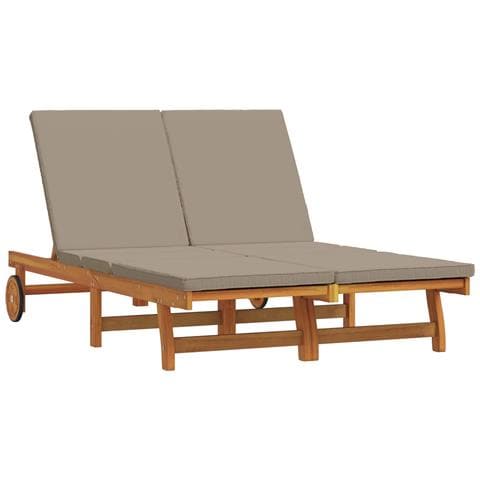Letto Sole Doppio con Ruote e Cuscino in Legno Massiccio di Acacia - Foto 1