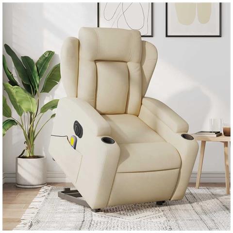 Poltrona Alzapersona Massaggiante Elettrica Crema in Tessuto - Foto 2