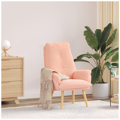 Poltrona Rilassante Rosa in Tessuto Simile alla Lana Riccia - Foto 2