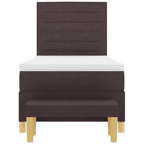 Letto Box Spring con Materasso e Panchina Marrone Scuro 90x200 cm Tessuto - Foto 9