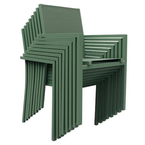 Set Di 8 Sedie In Alluminio Verde Salvia - Textilene Verde Salvia - Foto 6