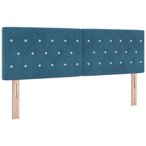 Testiera LED con luci a strisce a LED Blu scuro 144 cm Velluto - Foto 1