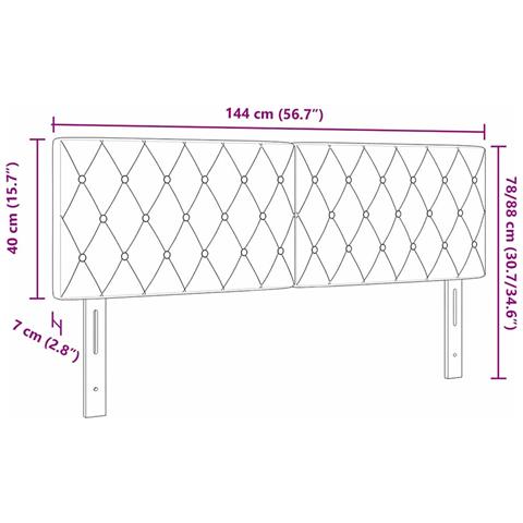 Testiera LED con luci a strisce a LED Blu scuro 144 cm Velluto - Foto 9