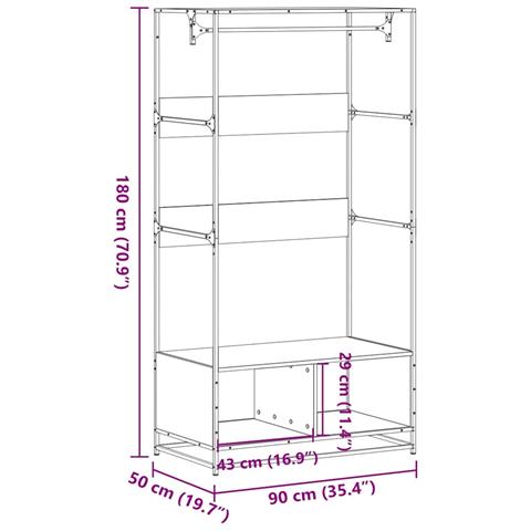 Armadio Rovere Sonoma 90x50x180 cm in Truciolato - Foto 9