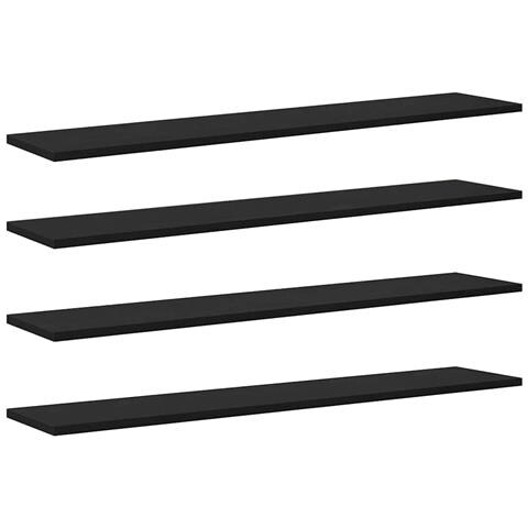 Scaffale 4 pcs Nero 100 x 20 x 1.5 cm Legno multistrato - Foto 1
