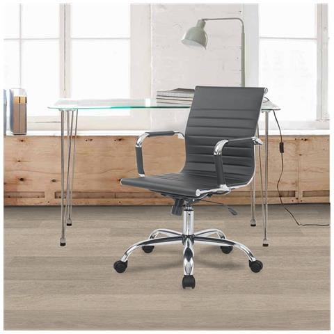 Sedia Da Ufficio Helsinky V - Nero - Pu - 56,5x62,5x96,5 Cm - Foto 2