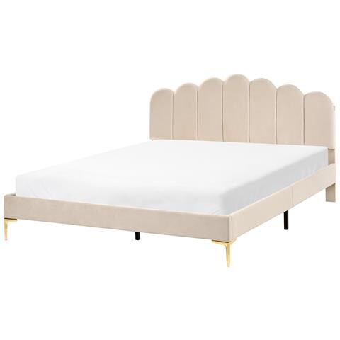 Letto Velluto Sauvian 160 X 200 Cm Beige - Foto 2