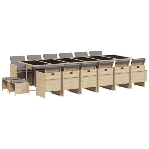 Set Pranzo da Giardino 17 pz con Cuscini Beige Misto Polyrattan - Foto 1