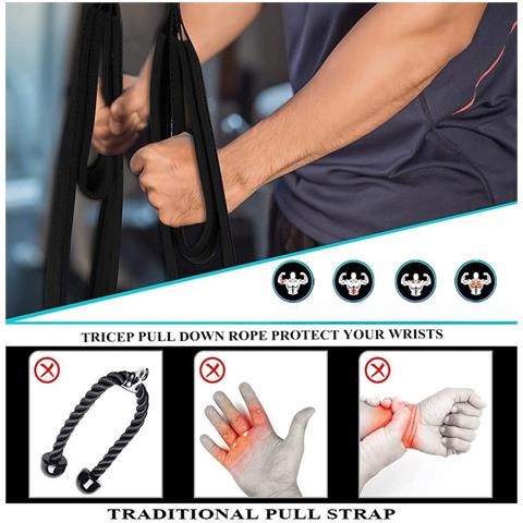 Corda Lat Pulldown Per Home Gym - Attacco Per Cavi Per Allenamento Tricipiti Per Esercizi Aerobici - Foto 4