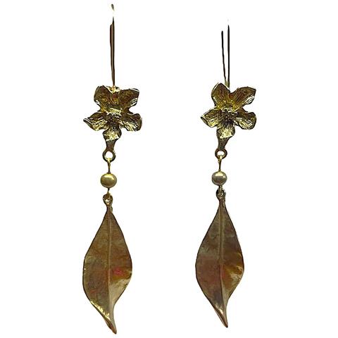 Ciondolo A Forma Di Fiore Autunnale In Ottone E Zama Placcata Oro - Foto 2