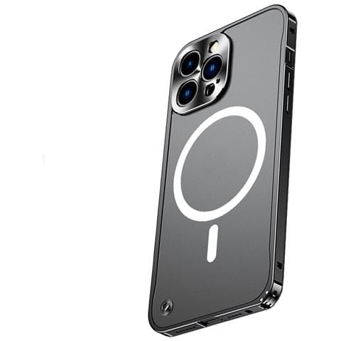 Elegante Custodia Nera Con Cornice Magnetica In Alluminio E Fibbia A Cavalluccio Marino, Compatibile Con Iphone 17 - Foto 1