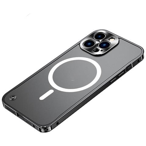 Elegante Custodia Nera Con Cornice Magnetica In Alluminio E Fibbia A Cavalluccio Marino, Compatibile Con Iphone 17 - Foto 2