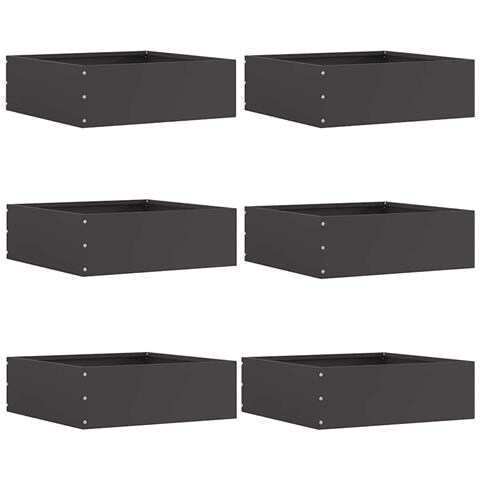 Bordura per Prato 6 pcs Nero 40 x 40 x 13 cm Acciaio - Foto 1