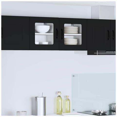 Pensile cucina con porta Nero 40 x 31 x 40 cm Legno multistrato - Foto 2