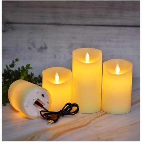 Set Di Candele A Led Ricaricabili Senza Fiamma Con Telecomando - 7,5x22cm, Stoppino Oscillante - Foto 5