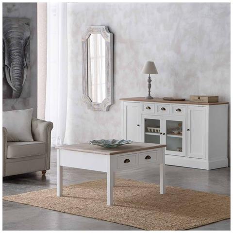 Tavolino Dasalotto Inlegnobianco A 2cassetti 80x80x50h - Foto 2