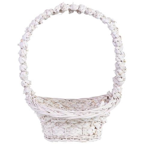 Cesto In Vimini Bianco 38x31x13/16/43h Cm - Foto 2