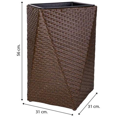 Fioriera In Polyrattan Marrone 31x31x56h - Foto 7