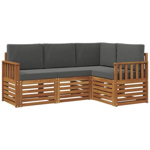 Set divani 4 pcs Naturale e Antracite Legno di Acacia Massello - Foto 1