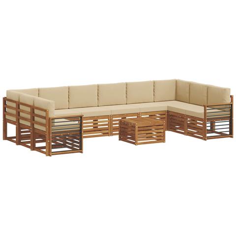 Set divani 11 pcs Naturale e Beige Legno di Acacia Massello - Foto 1