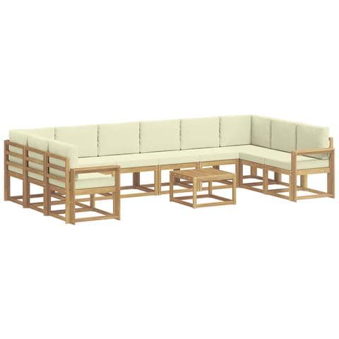 Set di divani da esterno con cuscino 11 pcs Bianco e Crema - Foto 1