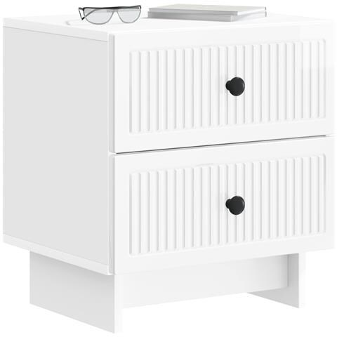 Armadio da Notte 2 pcs Bianco Lucido 43 x 34,5 x 47,5 cm - Foto 2