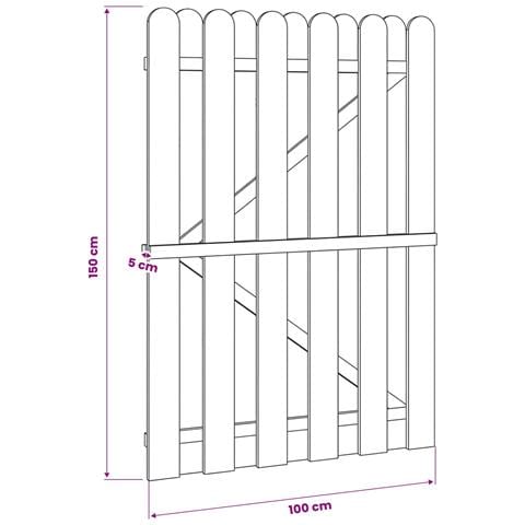 Cancello da giardino 100 x 150 cm Legno Massello di Pino Verde - Foto 5